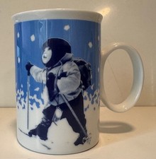 Lillehammer 1994 Olympic Skiing Blue and White Souvenirs mug Porsgrund, Norway