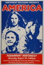 America - Concert VINTAGE BAND Music POSTERS Rock Travel Old Advert #ob