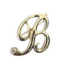 Script Letter B Gold Tone Brooch