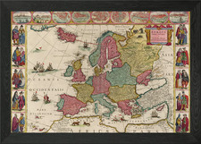 Europe Old Map 1665 Framed