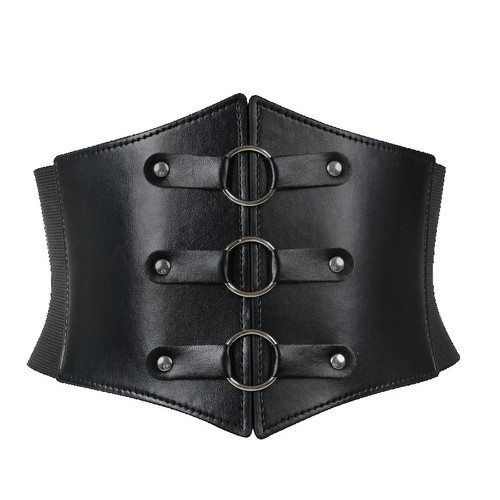 Vintage brown wide waist belt - waist,