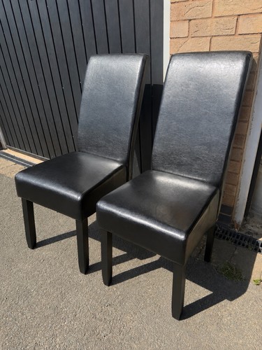 Black leather dining chairs - black,