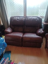 Black REAL Leather 2 Seater