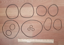 Meccano 13 heavy and light drive bands, total as in set 10 part no 186 etc.