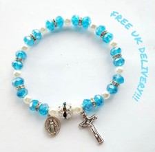 Crystal rhinestone blue rosary - crystal,