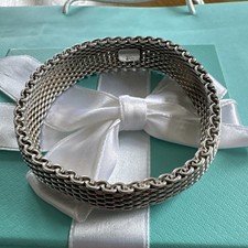 Tiffany Bracelet Cuff Somerset Mesh Silver Large UK ASSAY Unisex