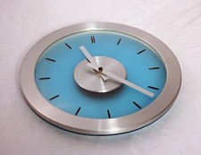 Ikea DASSIGT Vintage Wall Clock Rare Design Blue Transparent Brushed Aluminium