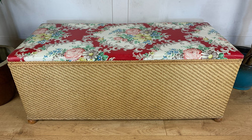 Vintage wicker ottoman blanket - vintage,