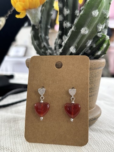 Red carnelian and silver heart - carnelian,