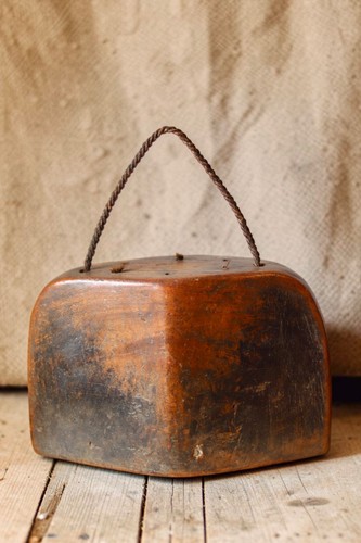 Wooden hand carved bell old - wooden,