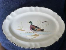 Ethan Allen Large 18"  Ceramic Mallard Duck Oval Serving Platter Mercer