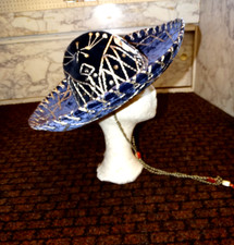 Sombrero blue suede silver decoration