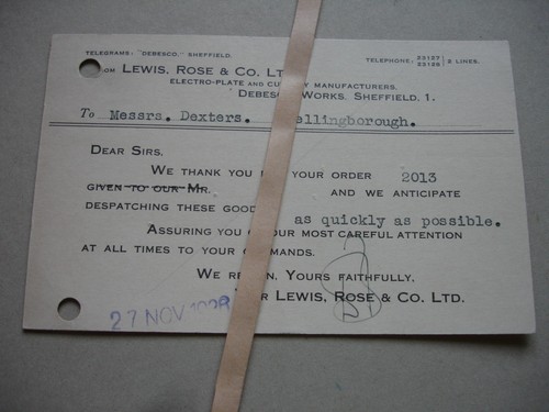 1936 lewis rose cutlery - lewis, order