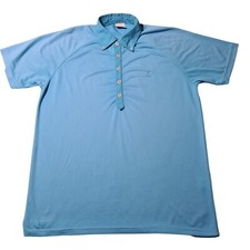 Mens Ian Pouter Golf Polo Shirt Blue Size Small Collared Button Lightweight