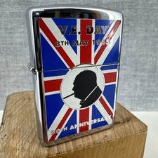 Zippo Pocket Lighter VE Day Commemorative 50th Anniversary Winston Churchill 