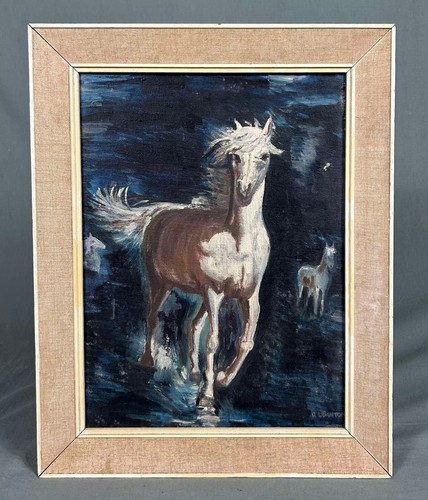 Vintage oil painting white - vintage,