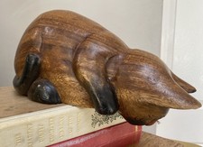 Vintage Hand Carved Wooden Cat