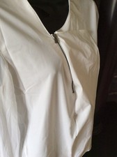 Designer Trend miss captain white drape front zip design chiffon sleeve 40 BNWOT