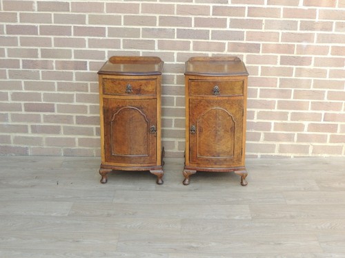Pair walnut vintage bedside - of,