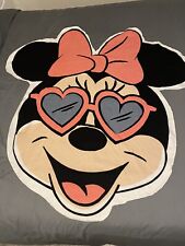 Disney Minnie Mouse Face Shape Soft Summer Beach Pool Towel With Carry Bag