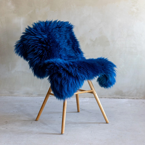 Royal blue genuine sheepskin - genuine,