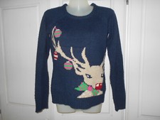 Rampant Sporting Blue Round Neck Jumper With Reindeer Visual - Xmas - UK8