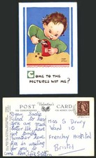MABEL LUCIE ATTWELL 1956 Old Postcard Come to The Pictures Wif Me? Girl Tin 5060