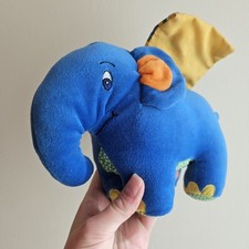 Vintage Mamas & Papas Blue Elephant Soft Toy  Crinkle Sensory Plush Comforter 