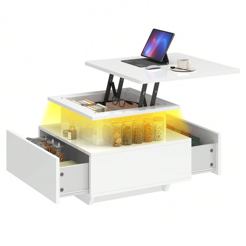 Lift coffee table led light - table,