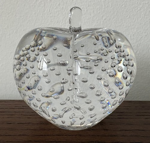 Clear art glass apple - clear,