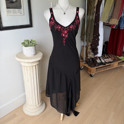 Vtg black floral formal - vtg,
