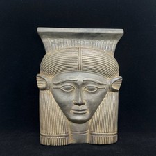Egyptian Ancient Hathor Head Statue Stone Handmade Decor Pharaoh Art