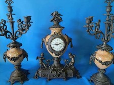 Marble clock garniture