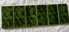 6 Antique Mottled Green Lustre Victorian Brick / Border Tiles 6”x 3” Salvaged