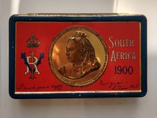 Queen Victoria Boer War Chocolate Tin 1900, contents intact.