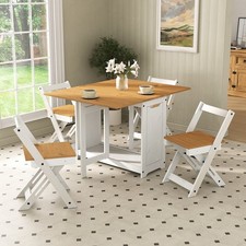 Corona Butterfly Drop Leaf Dining Table and 4 Chairs White Wax Santos