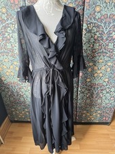 Preen Navy Ruffled Dress Size