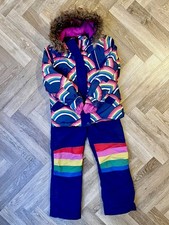 Boden Girls Rainbow Fleece Lined Ski Suit Jacket Salopettes Age 9-10 VGUC
