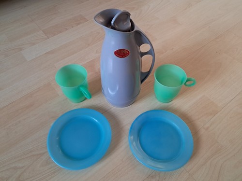 Vintage grey thermos vacuum - vintage,