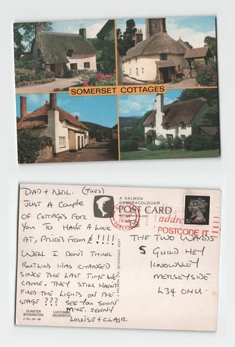 Postcard somerset cottages - -,