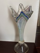 Vintage Murano Style Retro Splatter Vase Multi Coloured Art Glass 32cm tall