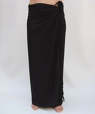 NEW UNISEX PREMIUM QUALITY PLAIN ONE COLOUR SARONG THROW PAREO BLACK / sa610P
