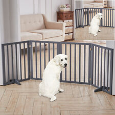 Wooden Puppy Dog Folding Play Pen Gate Fence Barrier Pet Divider Safety Doorway
