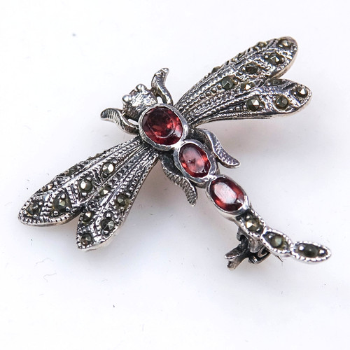Vtg sterling silver garnet - sterling,