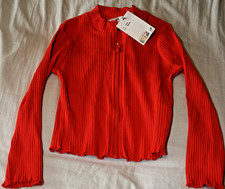 H&M girls red ribbed zip up
