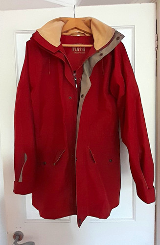 Puffa waterproof hooded - hooded, red