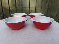 Emile Henry Set Of 4 Vintage Red Stoneware Vintage Soup/Cereal Bowls