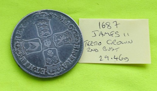 1687 silver crown coin king - crown,