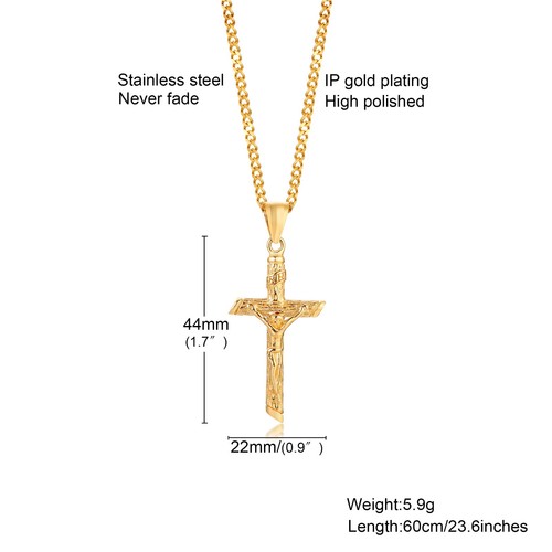 Stainless steel cross necklace - stainless,