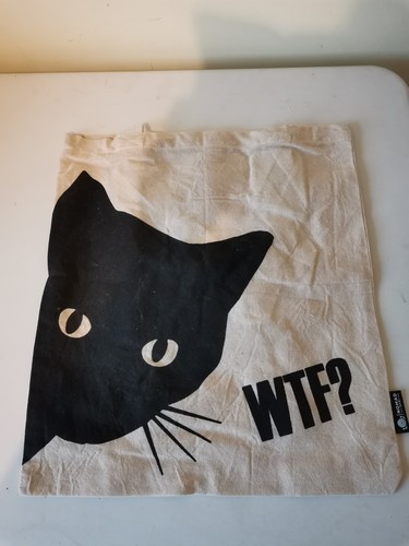 Black cat cotton tote bag - black,